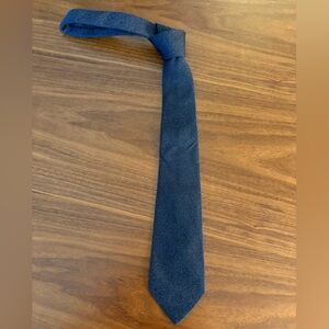 Massimo Dutti Neck Tie Slim Dark Denim Colorway Silk/Cotton Blend Made in Italy